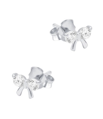 Lovely Bow Shaped CZ Silver Stud Earring STS-6435